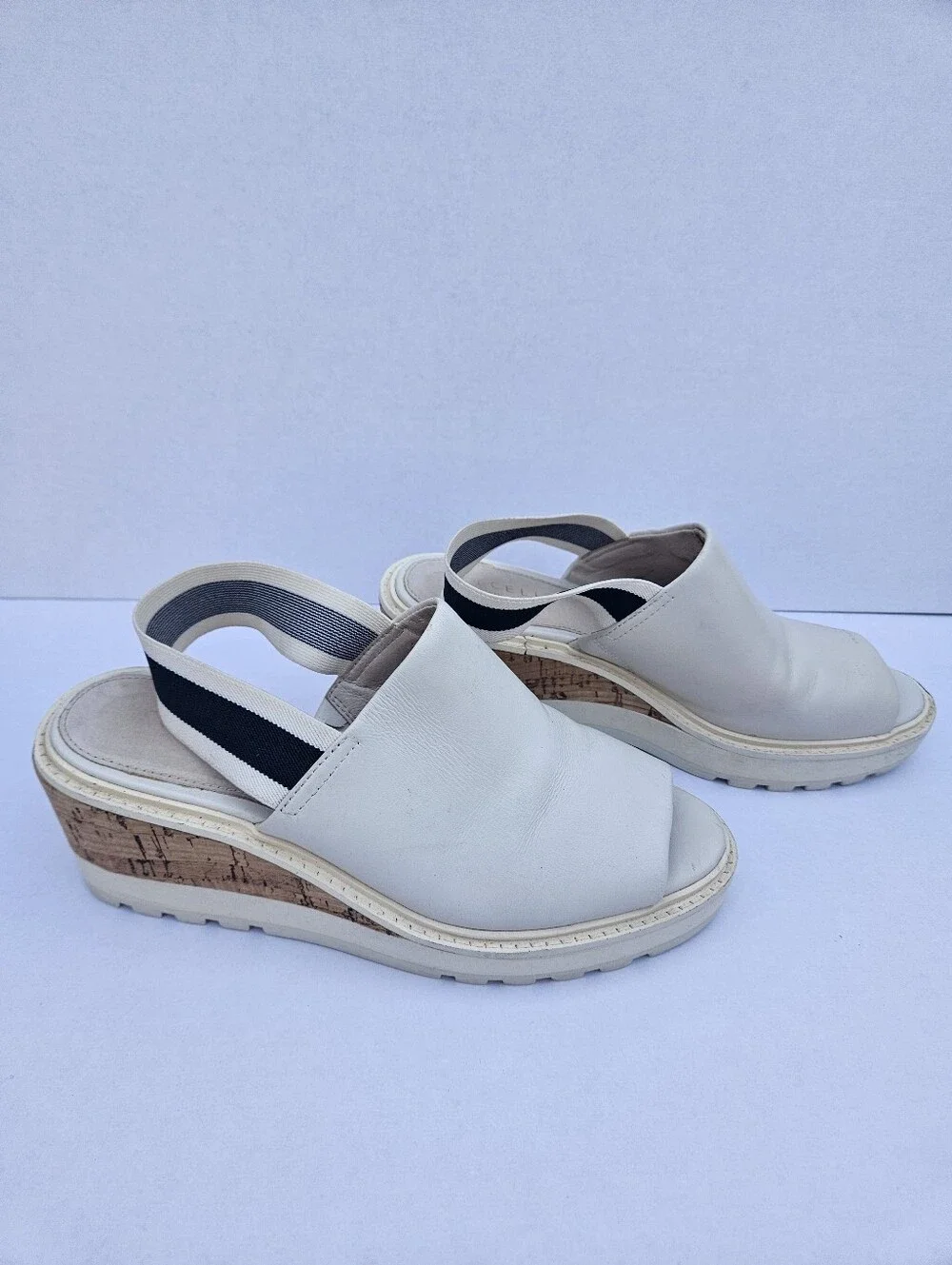 Cecelia New York White Leather Platform Wedge Sandals - Size 6.5